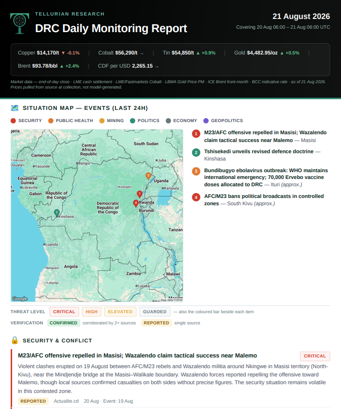 Cover page of a Daily 21 August 2026 Report featuring website visibility metrics, technical analysis, AI search insights, and optimization recommendations.